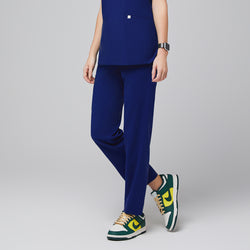 Image of Admiral blue scrub pants with a straight fit and split hem for added mobility, with a matching admiral blue scrub pants,Admiral blue