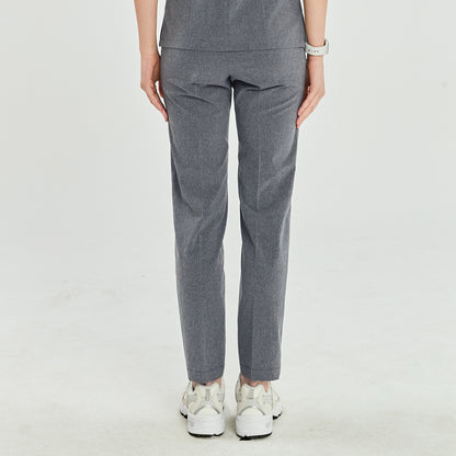 Ash gray scrub pants with straight legs, paired with white sneakers, shown from the back,Ash Gray