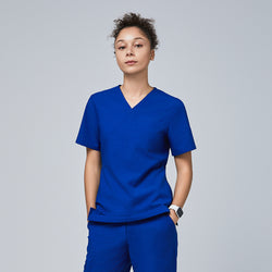 Image of Zenir | Women's 3-Pocket Scrub Top - Royal Blue